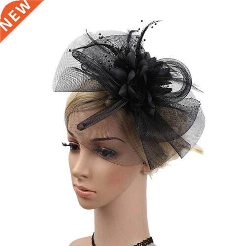 Fashion Women Feather Mesh Floral Fascinator Headband Hair C