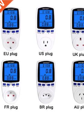 EU US UK FR BR AU Plug Socket Digital Wattmeter Power Consum
