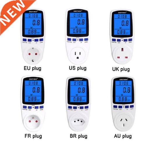 EU US UK FR BR AU Plug Socket Digital Wattmeter Power Consum