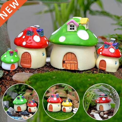 4 Sizes Mushroom House Resin Fairy Garden Craft Decoration M