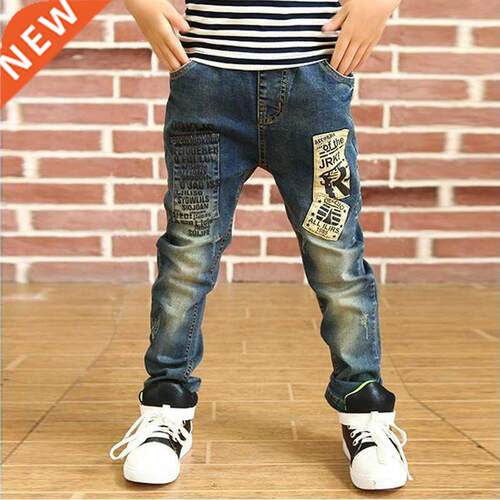 IENENS 5-13Y Boys Slim Straight Jeans Children Denim Long Pa