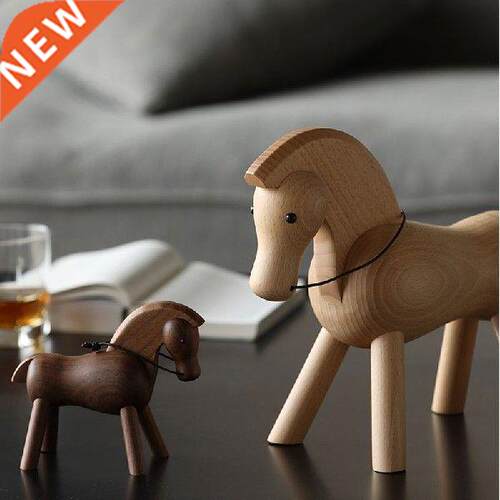 Home Decor Wooden Walnut Horse Dolls Figurine Nordic Wood