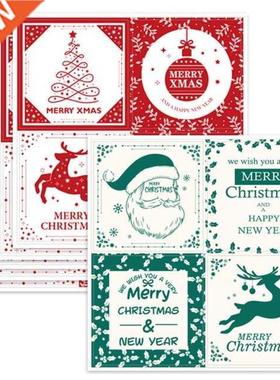 40-100pcs Square Merry Christmas Stickers Seal Labels 5cm Re