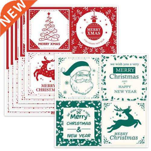 40-100pcs Square Merry Christmas Stickers Seal Labels 5cm Re