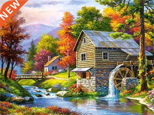 *Huacan Diamond Embroidery Landscape Handmade Diamond Painti