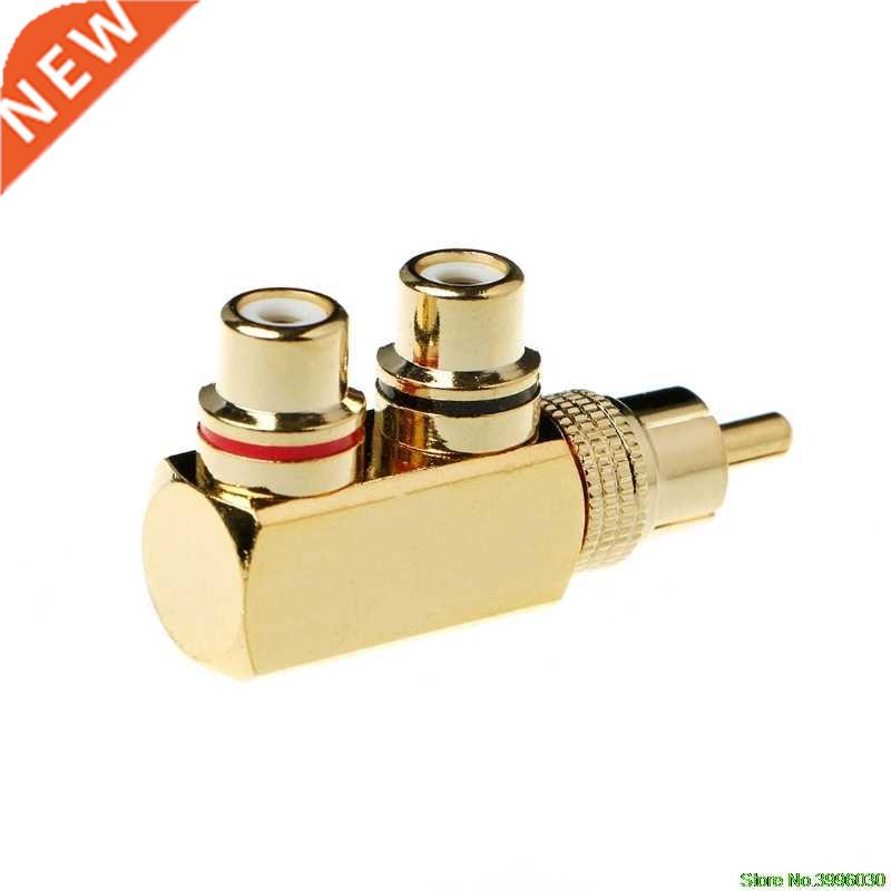 Copper Audio Splitter Plug RCA 1 Male to 2 Female AV Socket