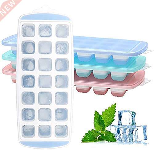 3pcs 21Grids Plastic Ice Cube Maker Trays Molds with Removab