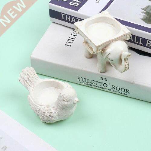 1PC Retro Resin Crafts Elephant Bird Tea Light Candle