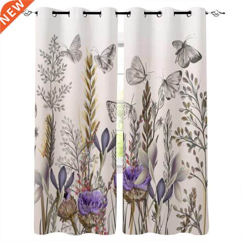 Feld Flowers and Butterfles Vntage Style Wndow Curtans