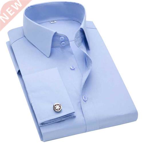 French Cuff Men's Long Sleeve Tuxedo Dress Shirt High Qualit