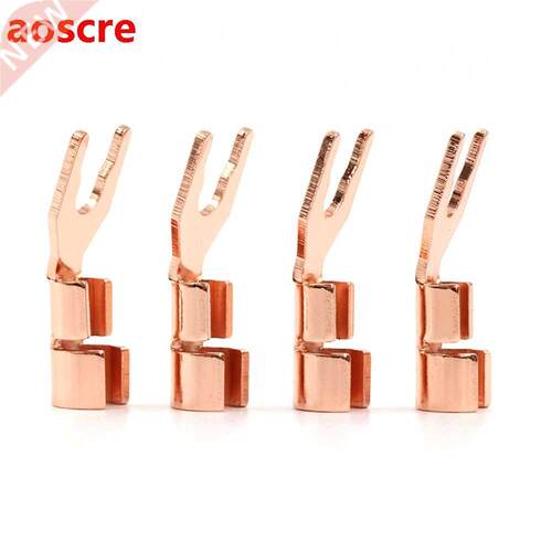 4x CMC Solid Copper Spade Plug Speaker Cable Wire Connector