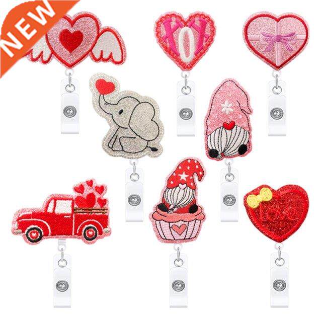 8 Pcs Valentines Day Badge Reels Retractable Office Products