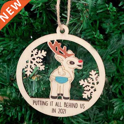 New Christmas Wooden Round Pendant Xmas Tree Hanging Ornamen