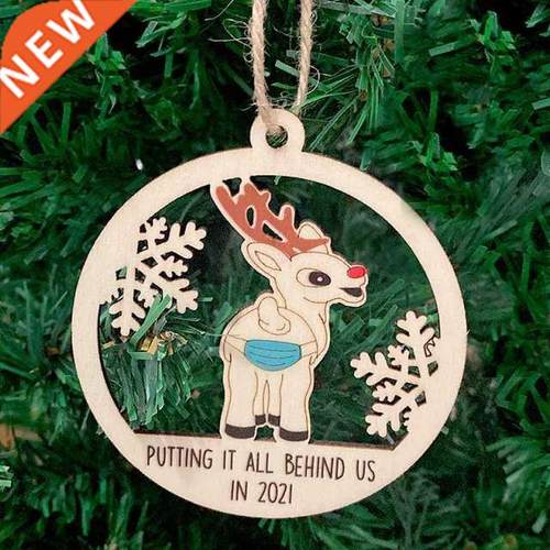 New Christmas Wooden Round Pendant Xmas Tree Hanging Ornamen