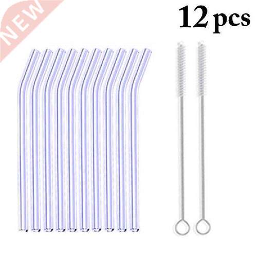 10pcs/Set Glass Straw Reusable Glass Drinking Straws with