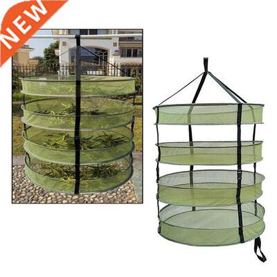 4 Layer 2ft Hanging Mesh Herb Drying Rack Collapsible Green