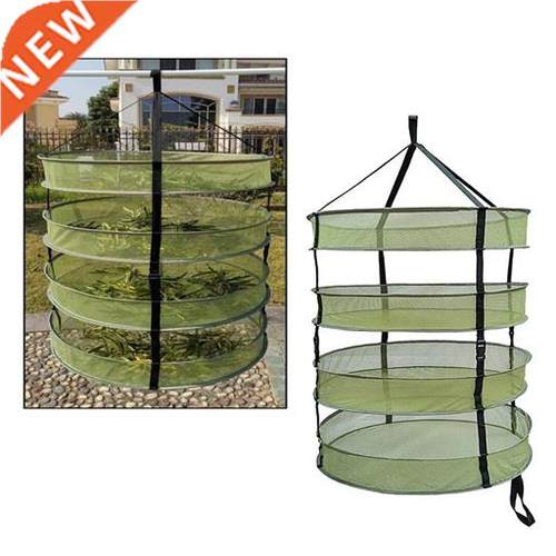 4 Layer 2ft Hanging Mesh Herb Drying Rack Collapsible Green