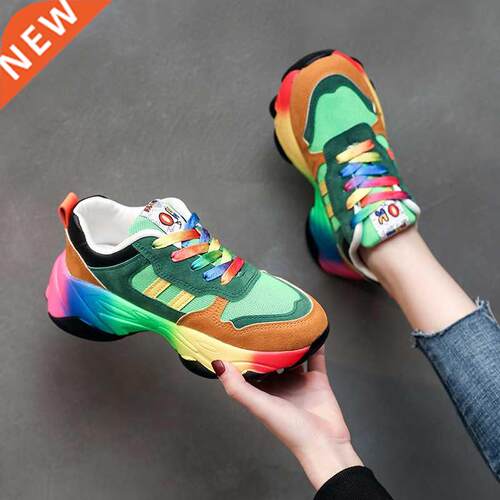 Spring Fashion Rainow Sport Shoes Womens Trainers Shoes Pla
