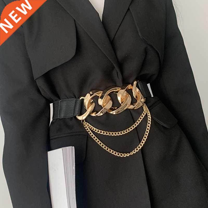 Luxury Brand Gold Chain Belt Elastic Silver Metal Waist Belt