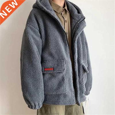 Lamb Wool Coats Men ndy Hooded Tops Autumn Winter New Fashio