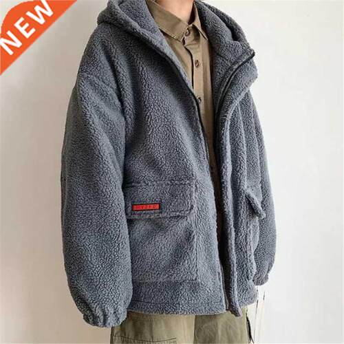 Lamb Wool Coats Men ndy Hooded Tops Autumn Winter New Fashio