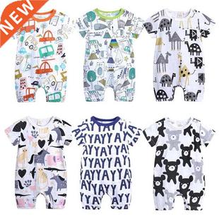 Ctoon Baby Onesies Short Sleeve Romper Cotton Knitted Brea