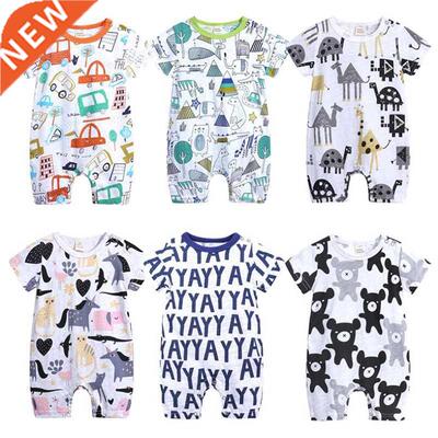 Ctoon Baby Onesies Short Sleeve Romper Cotton Knitted Brea