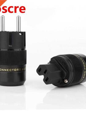 One Pair P077E+C077 Rhodium Plated EUR Schuko EU Power Plug