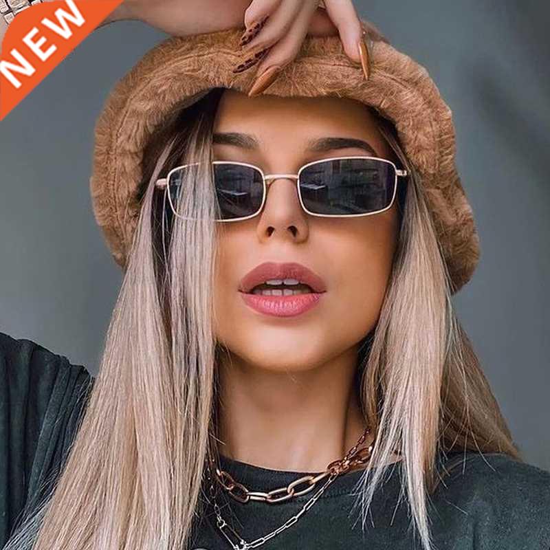 Classic Vintage Rectangle Sunglasses Woman Retro Shades Cand