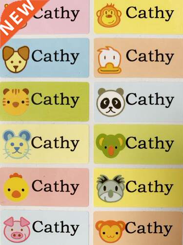 Cartoon Personalized Name Tag Stickers Waterproof Baby Anime