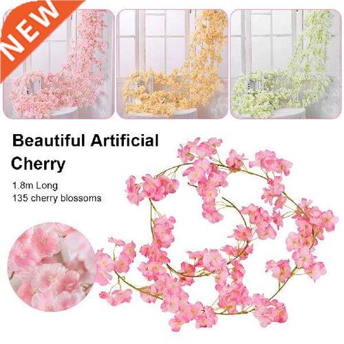 1.8m Artificial Cherry Blossom Flower Vine 135 Flowers Silk