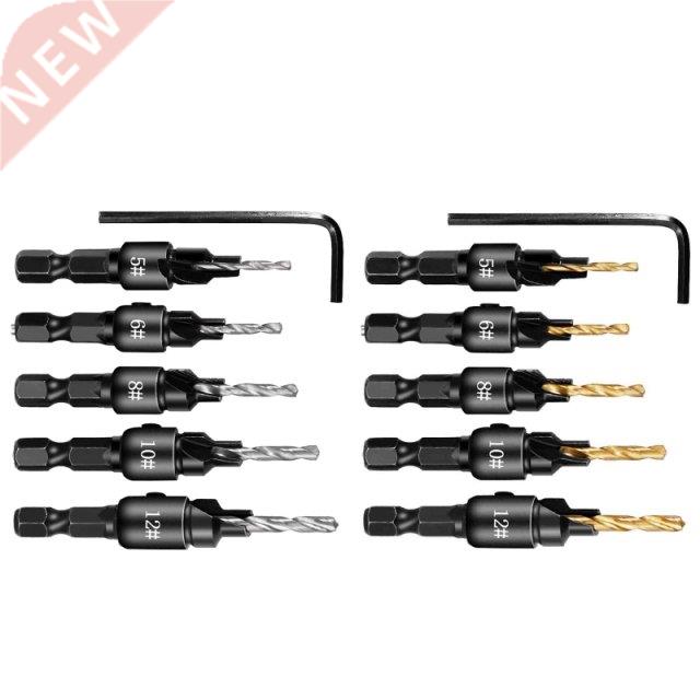 6 Pcs Hex Shank Countersink Drill Bit with 1/4