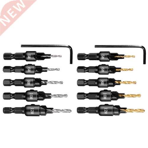 6 Pcs Hex Shank Countersink Drill Bit with 1/4