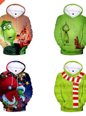 Grinch Boys Hoodies for Teen Girls Cartoon Christmas Grinch