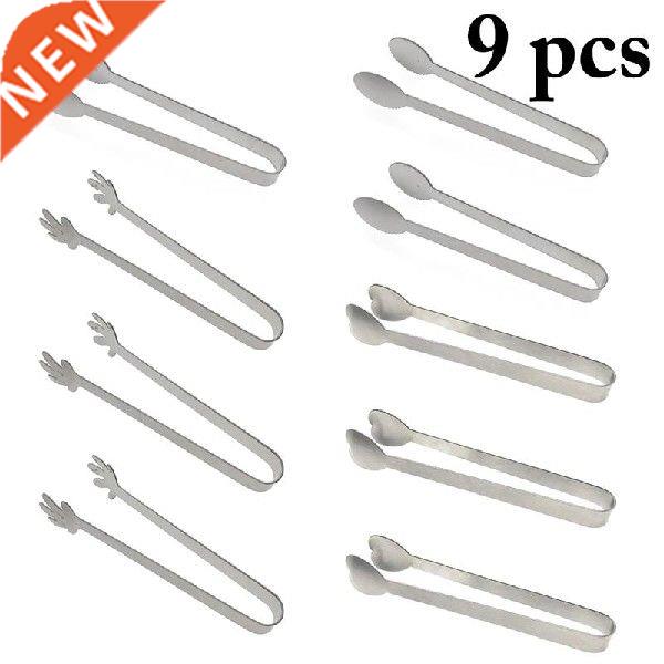 9pcs Food Tongs Stainless Steel Kitchen Tongs BBQ Clip