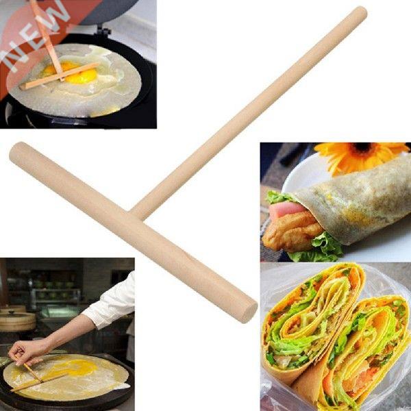 T Shape Wooden Crepe Maker Pancake Batter Spreader Stick