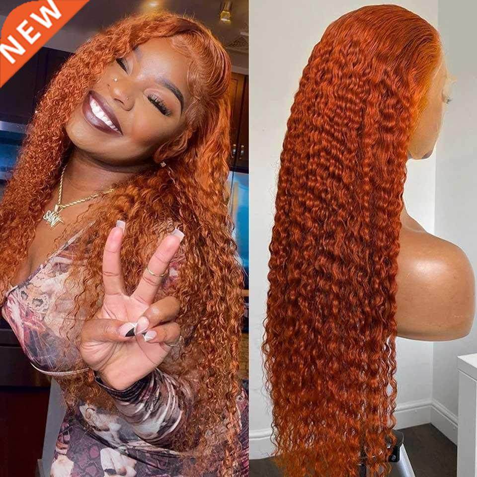 Ginger Lace Front Human Hair Wigs 34 Inch 99J Burgundy Deep