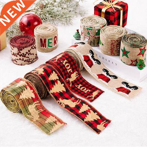 Christmas  Webbing Ribbon Imitation Linen Ribbon Burlap