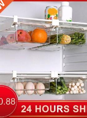 Plastic Clear Fridge Organizer Slide Under Shelf Drawer Box