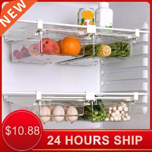 Plastic Clear Fridge Organizer Slide Under Shelf Drawer Box