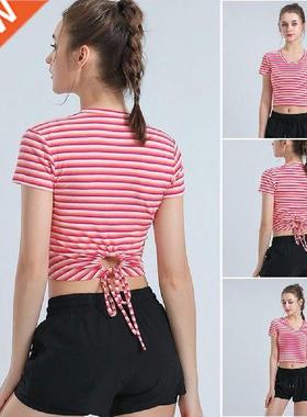 Short Sleeve Crop Tops Yoga Running Shirts Gym Workout