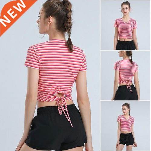 Short Sleeve Crop Tops Yoga Running Shirts Gym Workout