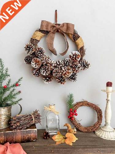 American Retro Christmas Wall Pine Nuts Dried Flower