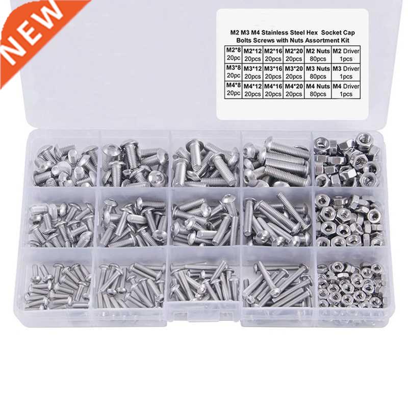 480Pcs Button Head 12 Sizes Screw And Nuts Kit,M2 M M4 Stee