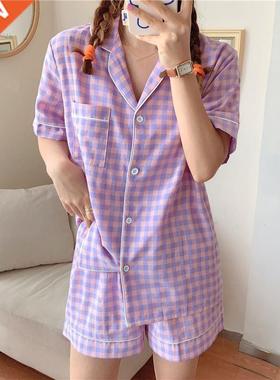 New 2022 Woen Short Sve Tops+Pants 2 Pieces Pajaas Set