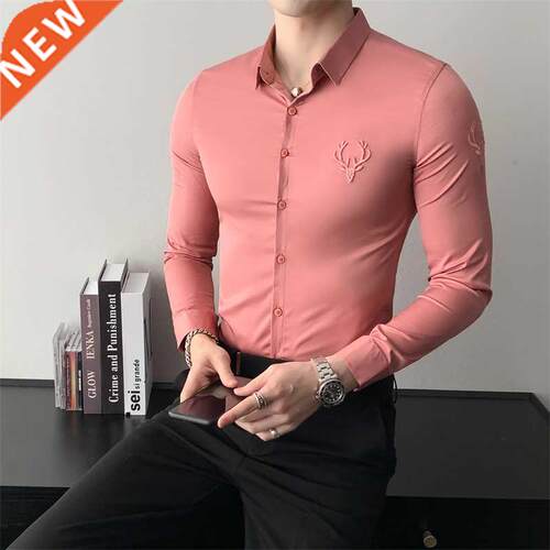 British Plus Size 5XL Men Dress Shirts Fashion 2022 Long Sle