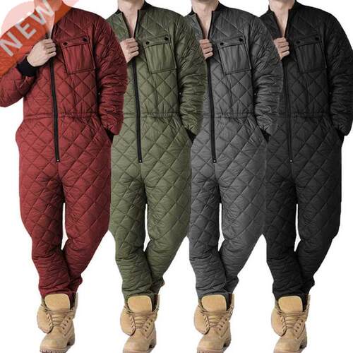 Men One Pieces Rompers Autumn Warm Lattice Solid Color Zippe