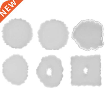6PCS Resin Coaster Molds Irregular Hollow Agate Silicone Mol