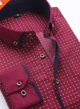 Printed Men Dress Shirt New Fashion Men's Slim Fit Social Bu