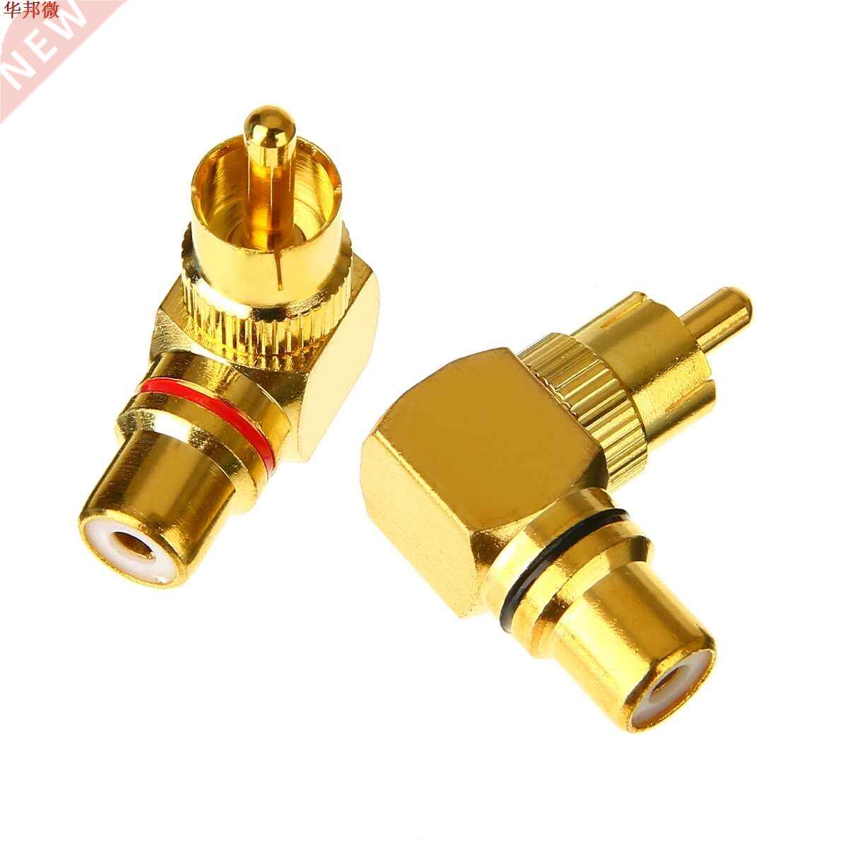 2pcs RCA Connector Gold Plated Brass 90 Degree Right Angle R